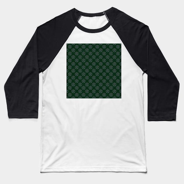 Dark Green Stone Pentagrams Baseball T-Shirt by stickypixie